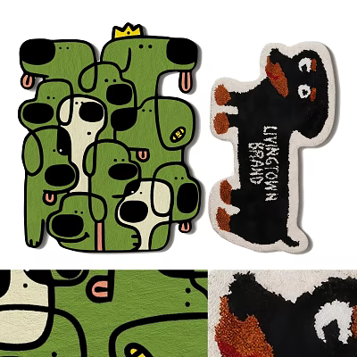Decorative Shaped Carpets Featuring Cartoon Dog Patterns And Dachshund Design 3d model