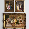 Classical Figure Paintings Depicting Historical Characters In Elegant Attire And Social Gatherings
