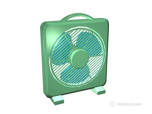 Green Square Portable Air Cooler Fan With Handle Sturdy Base And Cooling Blades 3d model 