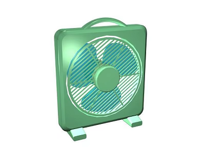 Green Square Portable Air Cooler Fan With Handle Sturdy Base And Cooling Blades 3d model