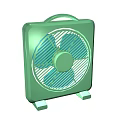Green Square Portable Air Cooler Fan With Handle Sturdy Base And Cooling Blades