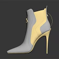 Elegant White High Heel Ankle Boots With Gold Accents And Sleek Design