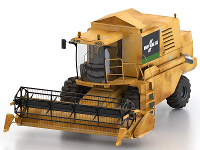 New Holland Yellow Combine Harvester Agricultural Machinery With Front Cutting Mechanism And Large Wheels 3d model