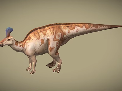 Detailed Blue Crested Reptile With Brown And Beige Body Patterns Standing Posture 3d model