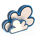 Blue And White Cloud Icon Design With Simple Outline And Inner Fill 3d model
