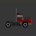 Red Truck Cab With Black Exhaust Pipes And Cartoon Style Design