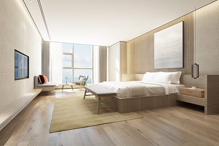 Modern Sea View Hotel Sea View Room 3d model