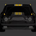 Black And Yellow Sporty Car With Racing Stripes And Yellow Wheels Design
