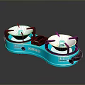 Blue KOKO Two Burner Gas Stove With Black Knobs And Control Panel 3d model