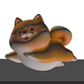 Cute Chubby Shiba Inu Cartoon 3D Model With Curly Tail And Blush Cheeks