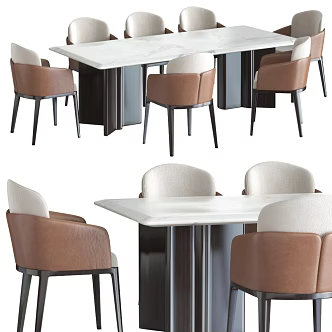 Dining Table and Chair Combination Light Luxury Dining Table and Chair 3d model