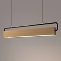 Modern Wooden Rectangular Pendant Light with Black Metal Frame for Interior Lighting Design 3d model