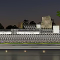 Modern Garden Wall Design With Stone Tile Patterns Green Plants And Evening Lighting