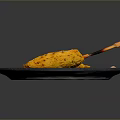 Fried Skewers With Fresh Vegetables Lime Slices And Spices On Dark Stone Plate
