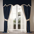 Modern Fabric Curtain Color-block Curtain Track Curtain 3d model