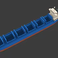 Blue Hull Cargo Ship Featuring Red Bottom Multiple Cargo Holds And White Multi Deck Superstructure