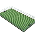 Professional Football Field With Green Striped Turf Boundary Lines And Surrounding Fence