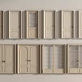 Beige Double Doors Interior Design With Paneled And Glass Insert Styles 3d model