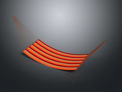 Stylish Modern Hammock Design With Vibrant Orange Stripes And Strong Suspension Ropes 3d model