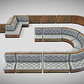 Modern Sectional Multi Person Sofa With Curved Design And Comfortable Fabric Upholstery