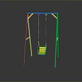 Modern Outdoor Swing With Blue Metal Frame And Yellow Seating Design