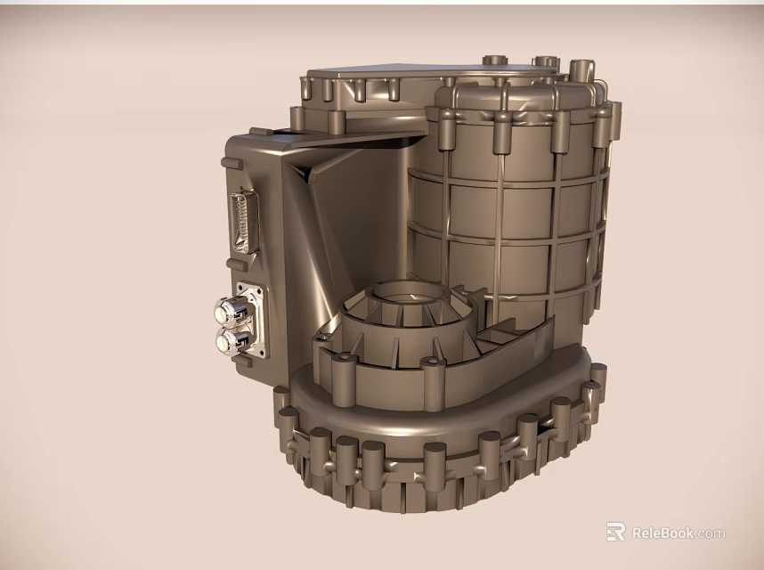 Industrial Mechanical Component With Detailed Complex Structure And Metal Cylindrical Parts 3d model