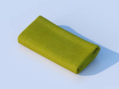 Neatly Folded Green Cloth on Light Blue Background with Soft Shadow 3d model