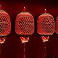 Traditional Red Chinese Lanterns With Intricate Lattice Design And Tassel Decorations