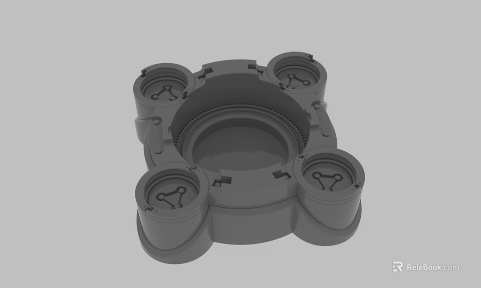 Gray 3D Model Mechanical Structure With Multiple Circular Components Design 3d model