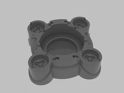 Gray 3D Model Mechanical Structure With Multiple Circular Components Design 3d model
