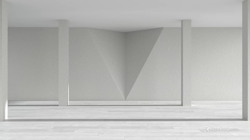 Minimalist White Interior Space With Clean Lines And Columns For Modern 3d model