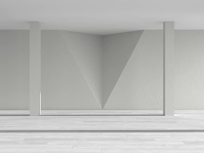 Minimalist White Interior Space With Clean Lines And Columns For Modern 3d model