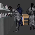 Man as Medical Professional With Team in White Coats And Blue Scrubs Around Long Table
