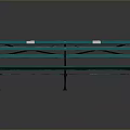 Turquoise Bench With Metal Frame And Slatted Seats For Outdoor Garden Use