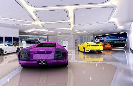 Modern showroom car showroom luxury car showroom tables and chairs 3d model