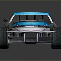 Blue and White Off Road Racing Car with Roof Mounted Weapon and Number 17