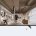 Stylish Modern Clothing Store Interior With Mannequins Clothing Racks Hanging Lights And Wooden Display Counter