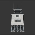 Metal Observation Tower With Spiral Staircase And White House Blue Roof On Stilts