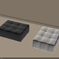 Modern Minimalist Tufted Fabric Stools in Dark Gray and Off White