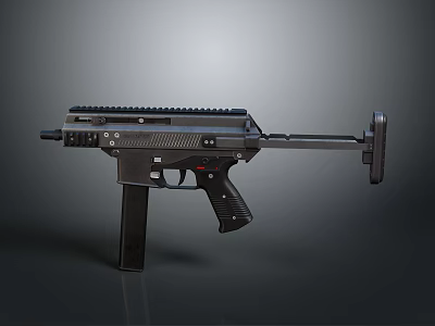 Black Tactical Submachine Gun with Rail System Grip Folding Stock and Modern Design 3d model