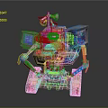 Retro Robot Made With Multiple Vintage TV Screens Tracked Base And Antenna