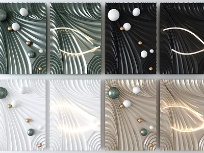 Modern Textured Wall Decor With Wavy Patterns Spherical Accents And Lighting Effects 3d model