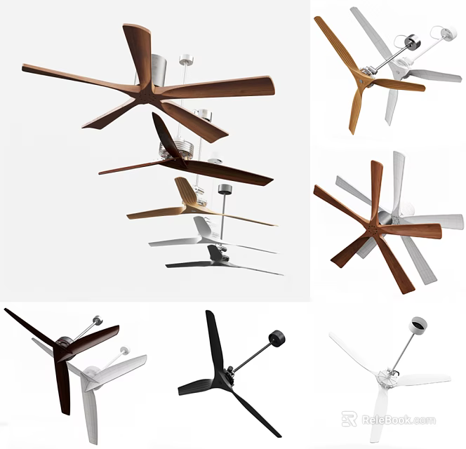Modern Ceiling Air Conditioner Fans With Wooden Blades And Multiple Stylish Color Options 3d model 