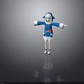 Cute Child In Shark Themed Blue And White Hoodie With Arms Outstretched And Shark Details