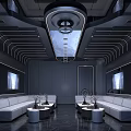 Futuristic KTV Room Interior With High Tech Screens And Sofas 3d model
