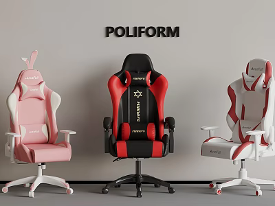 POLIFORM Stylish Gaming Chairs With Pink Black Red White Designs And Ergonomic Features 3d model