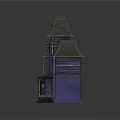Purple European Style House with Steep Roofs Decorative Windows and Front Porch