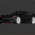 Black Sports Car With Sleek Modern Design Red Rims And Shiny Exterior