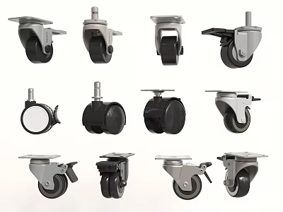 Various Caster Wheel Designs With Swivel Locking And Heavy Duty Features For Equipment 3d model