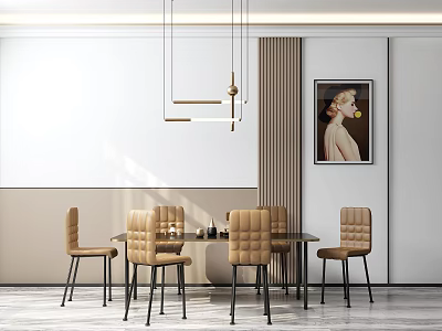 Modern Dining Table and Chair Combination 3d model